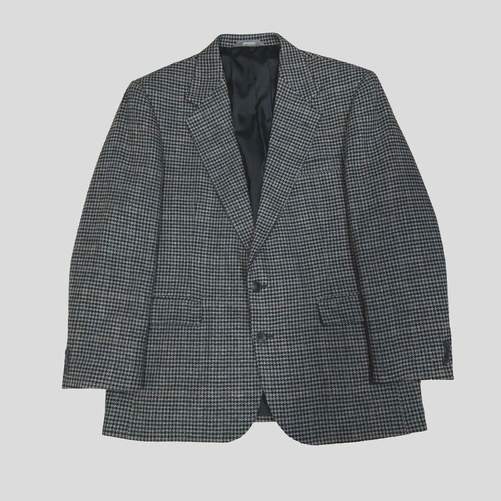 VTG Made In USA HAGGAR MENS JACKET BLAZER Old Money 42L Wool Houndstooth Classic